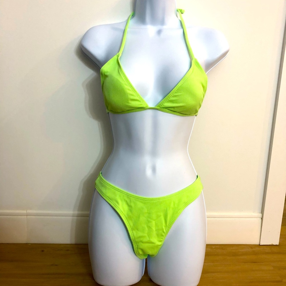 NWT SHEIN NEON GREEN THONG BATHING SUIT